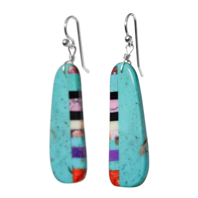 Stripy Turquoise Native Earrings – Image 4