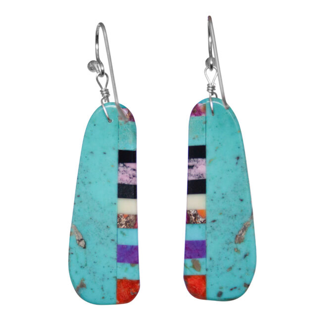 Stripy Turquoise Native Earrings – Image 3