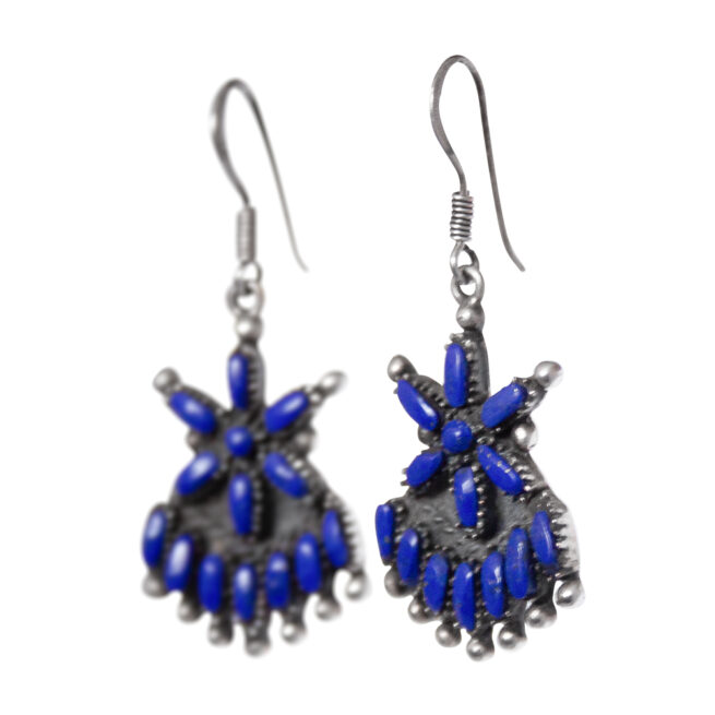 Tasselled Star Lapis Zuni Earrings – Image 3
