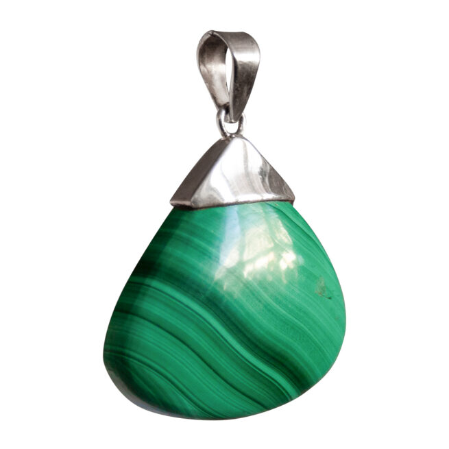 Triangular Malachite Silver Pendant - Image 2