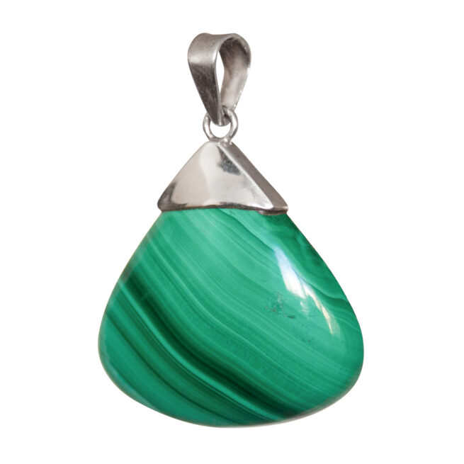 Triangular Malachite Silver Pendant - Image 3