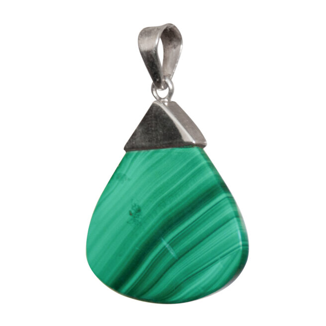 Triangular Malachite Silver Pendant - Image 4