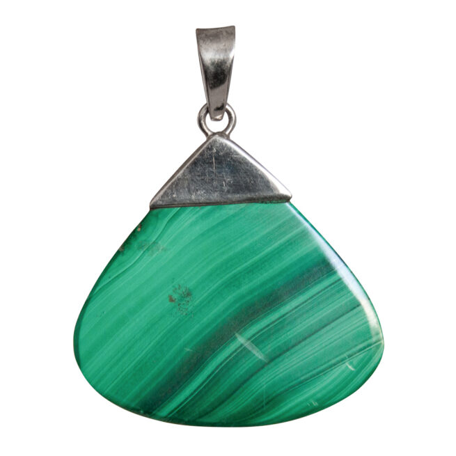 Triangular Malachite Silver Pendant - Image 6
