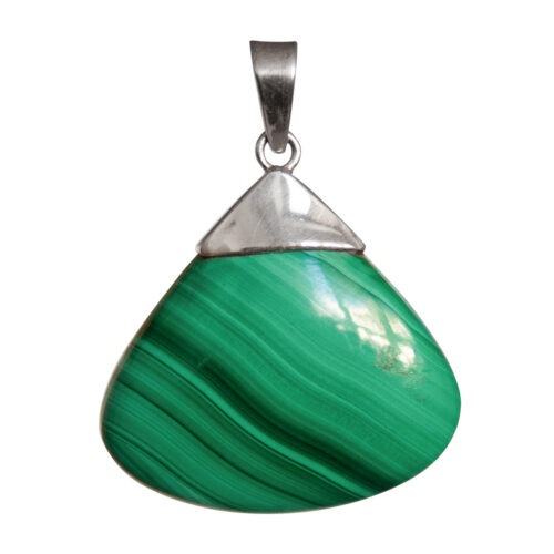 Triangular Malachite Silver Pendant