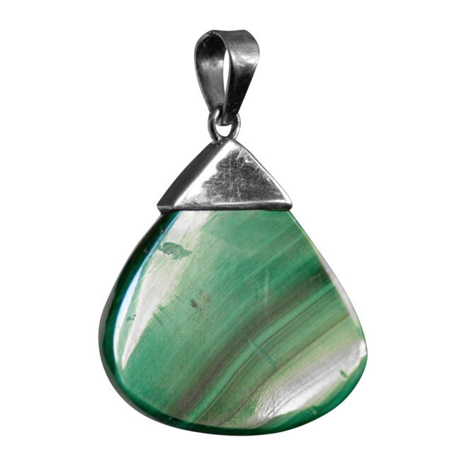 Triangular Malachite Silver Pendant - Image 5