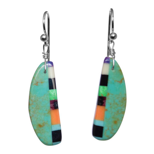 Turquoise Crescent Striped Earrings