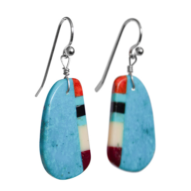 Turquoise Slab Side Stripe Earrings – Image 2