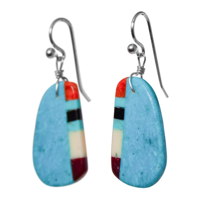 Turquoise Slab Side Stripe Earrings – Image 4