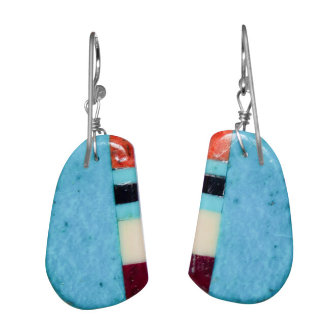 Turquoise Slab Side Stripe Earrings – Image 3