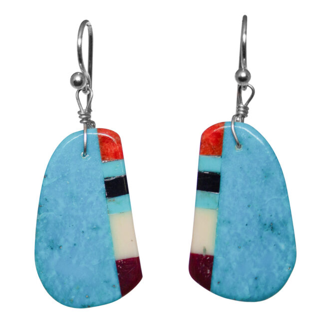 Turquoise Slab Side Stripe Earrings