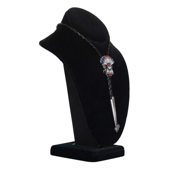 Zuni Inlay Headdress Chief Bolo-Tie – Image 2