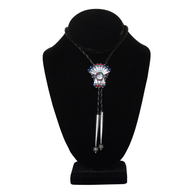 Zuni Inlay Headdress Chief Bolo-Tie