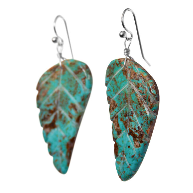 Zuni Turquoise Feather Earrings – Image 2