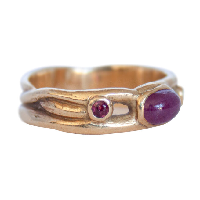 18K Gold Ruby Diamond Garnet Ring - Image 2