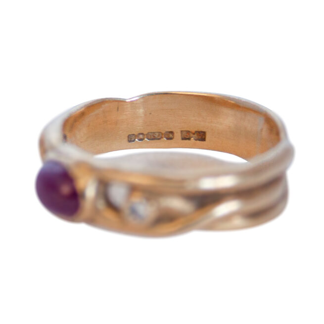 18K Gold Ruby Diamond Garnet Ring - Image 4