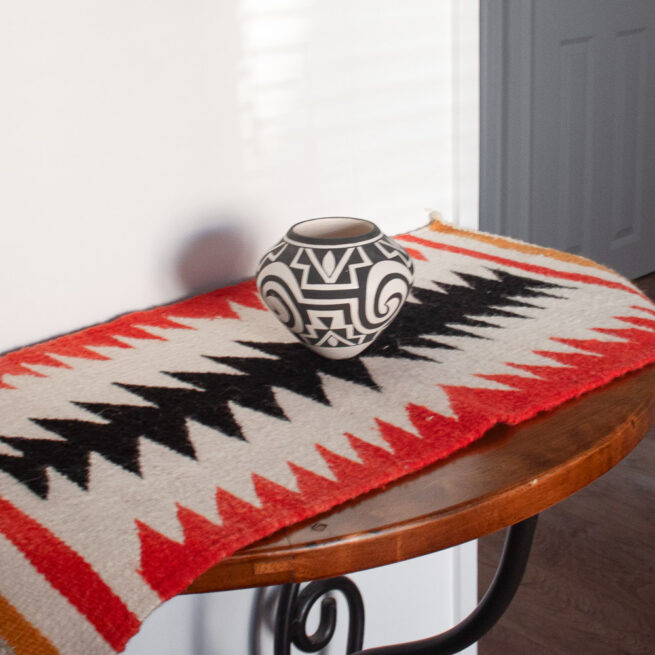 1920s Orange Black Navajo Table Runner – Image 3