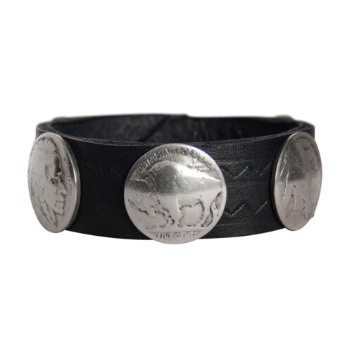 Buffalo-Head Nickel Leather Bracelet - Black