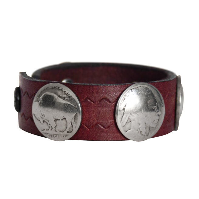 Buffalo-Head Nickel Leather Bracelet - Chocolate - Image 3