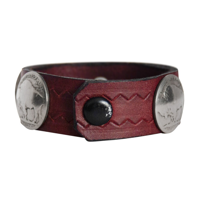 Buffalo-Head Nickel Leather Bracelet - Chocolate - Image 4
