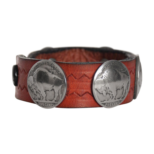 Buffalo-Head Nickel Leather Bracelet - Copper - Image 2