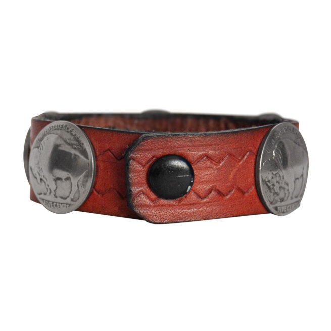 Buffalo-Head Nickel Leather Bracelet - Copper - Image 4