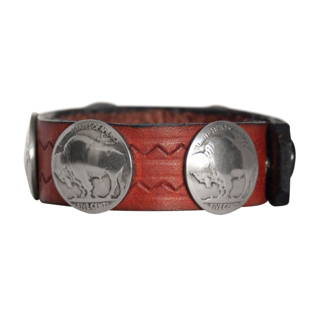 Buffalo-Head Nickel Leather Bracelet - Copper - Image 3