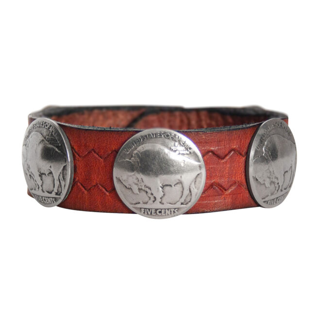 Buffalo-Head Nickel Leather Bracelet - Copper