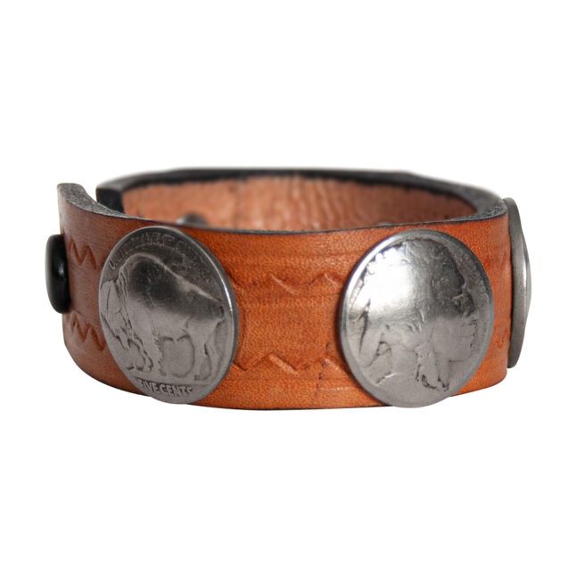 Buffalo-Head Nickel Leather Bracelet - Tan – Image 2