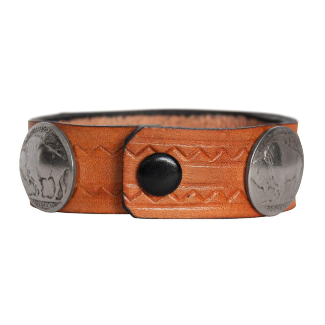 Buffalo-Head Nickel Leather Bracelet - Tan – Image 4