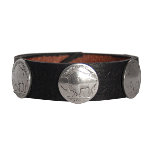 Buffalo Nickel Leather Bracelet - Black
