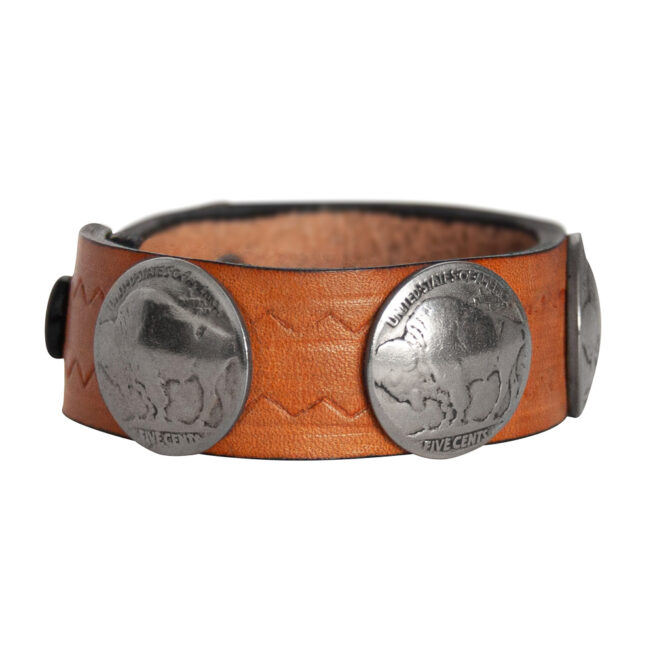 Buffalo Nickel Leather Bracelet - Tan – Image 3