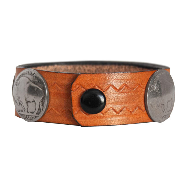 Buffalo Nickel Leather Bracelet - Tan – Image 4