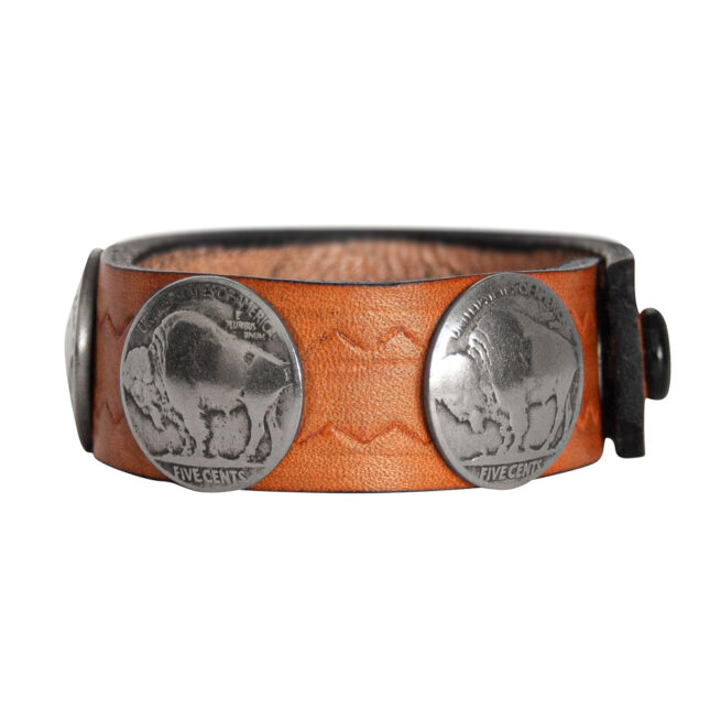 Buffalo Nickel Leather Bracelet - Tan – Image 2
