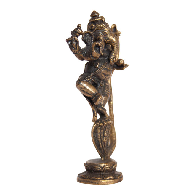 Dancing Ganesh Brass Statue - Image 2