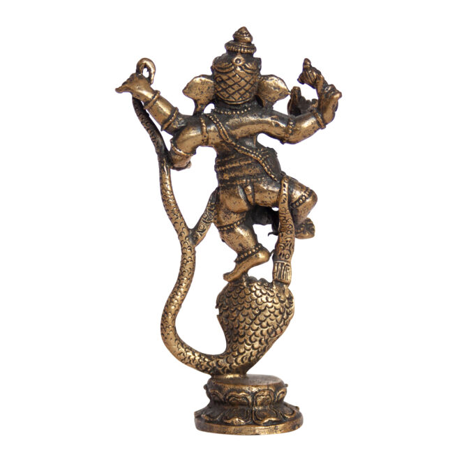 Dancing Ganesh Brass Statue - Image 4