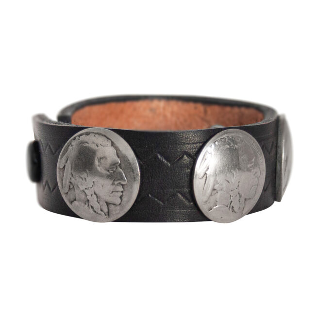 Indian Head Nickel Leather Bracelet - Black - Image 3