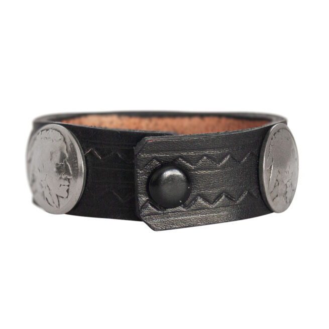 Indian Head Nickel Leather Bracelet - Black - Image 4