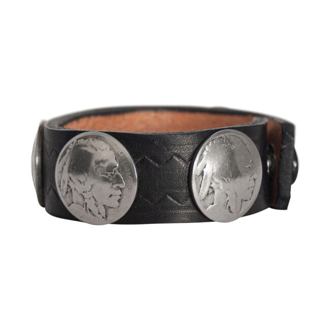 Indian Head Nickel Leather Bracelet - Black - Image 2