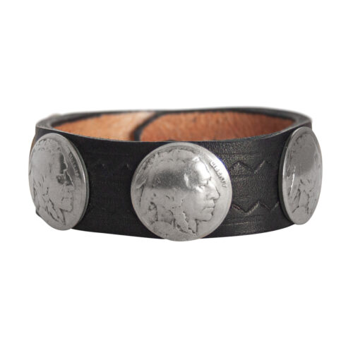 Indian Head Nickel Leather Bracelet - Black