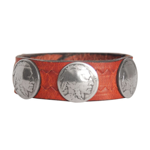 Indian Head Nickel Leather Bracelet - Chestnut