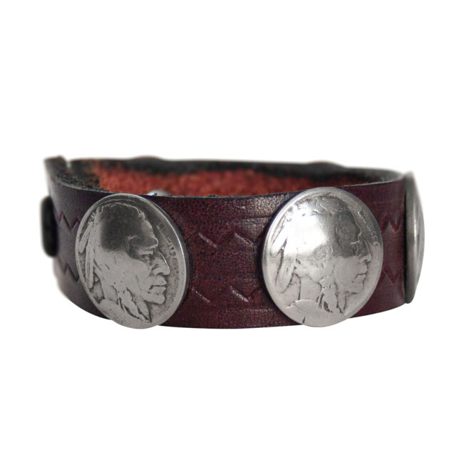 Indian Head Nickel Leather Bracelet - Chocolate – Image 3