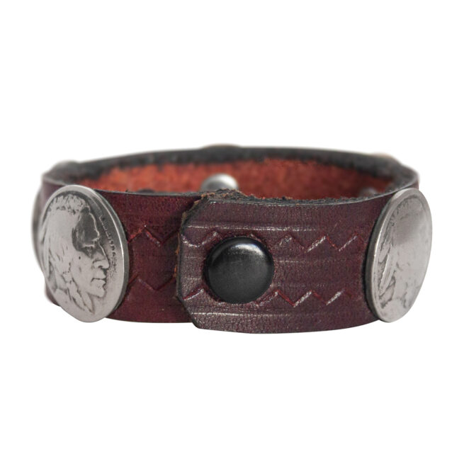 Indian Head Nickel Leather Bracelet - Chocolate – Image 4