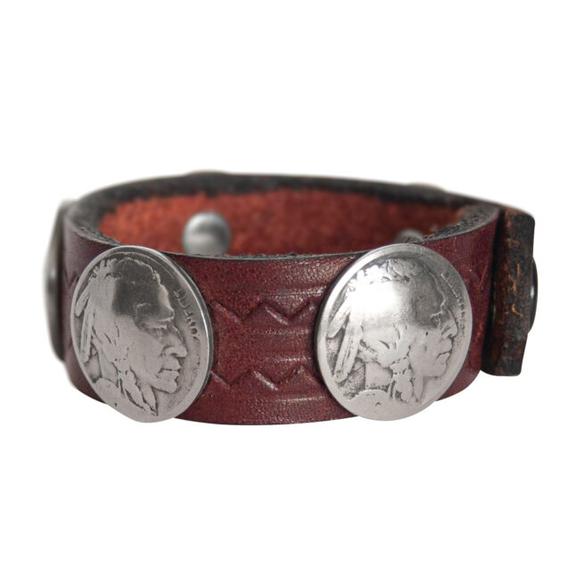 Indian Head Nickel Leather Bracelet - Chocolate – Image 2