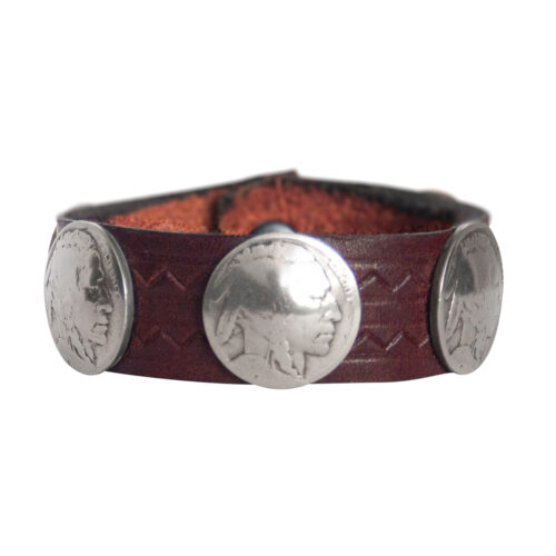 Indian Head Nickel Leather Bracelet - Chocolate