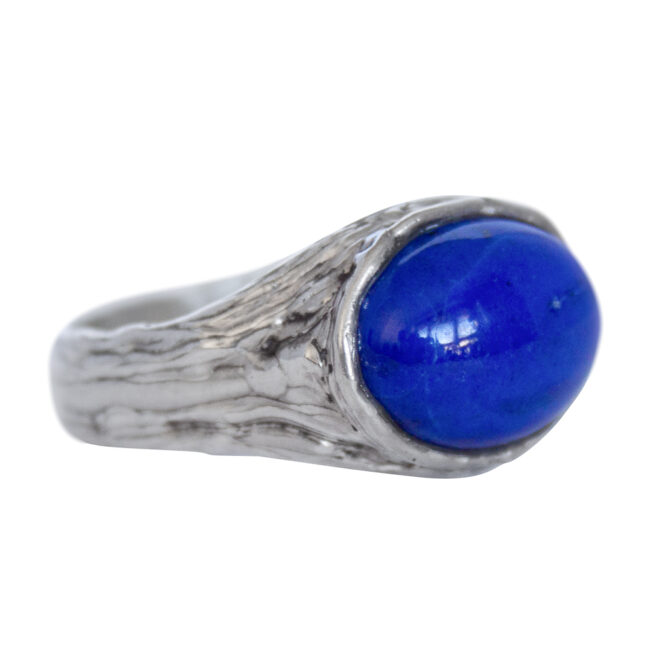 Lapis Lazuli Cabochon Silver Ring - Image 2