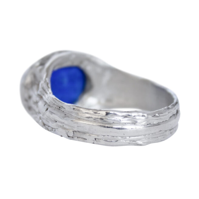 Lapis Lazuli Cabochon Silver Ring - Image 6