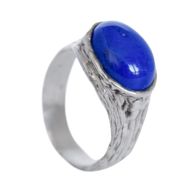 Lapis Lazuli Cabochon Silver Ring - Image 4
