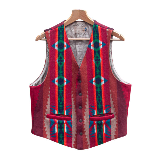 Red Green Jacquard Pendleton Waistcoat