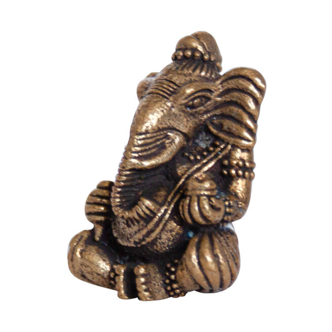 Small Sitting Ganesh Brass Statue - Image 3
