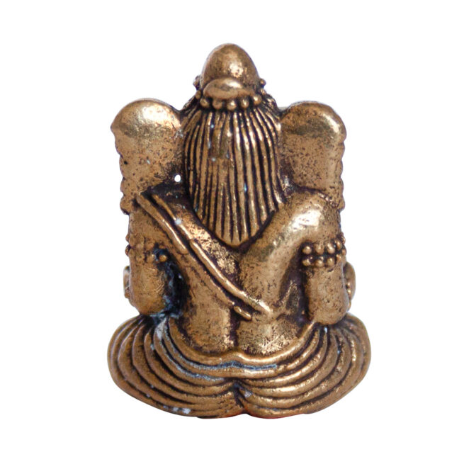 Small Sitting Ganesh Brass Statue - Image 4
